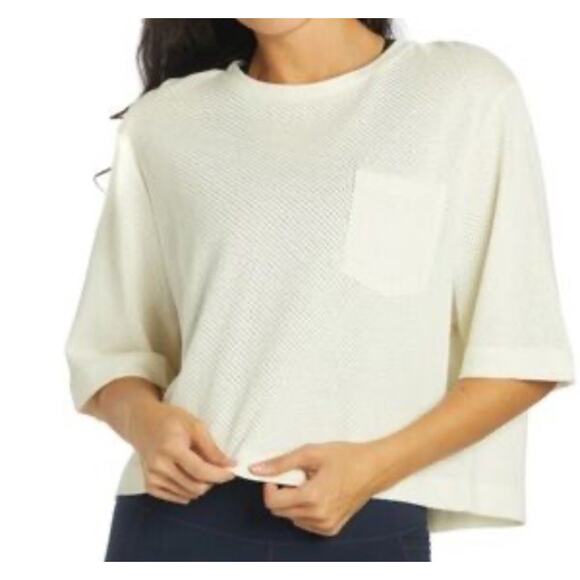 Varley Tops - Varley Bexley Perforated T Shirt Womens Sz Large Egret Ivory White